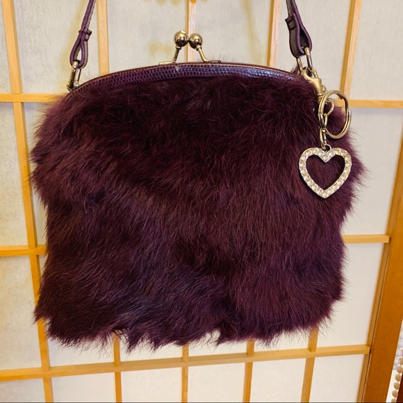 Latina Life Handbags - PURPLE FAUX FUR PURSE